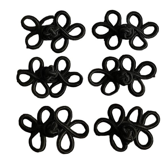 Black Frog Closure Set 6 Decorative Knot Fasteners Sewing Crafting - Picture 9 of 11